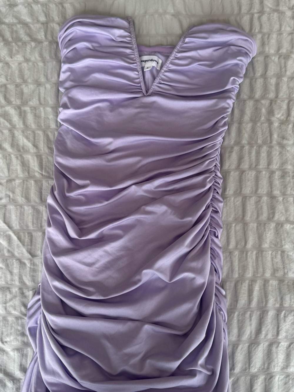 superdown Lavender Ruched Vee Mini Dress